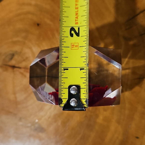 Red Rose Resin Paperweight Art Block Vintage Square - Picture 10 of 10